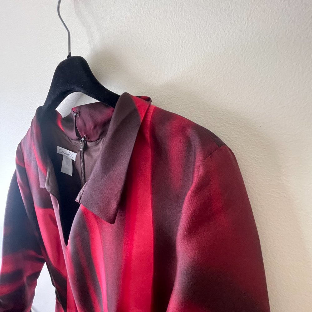 Oscar De La Renta Merlot Red Mikado Silk Dress - Picture 9 of 11